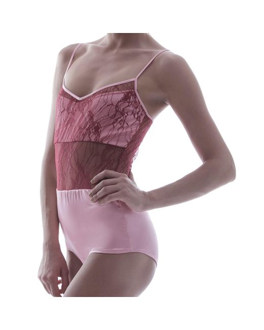 Roses Are Red Purple Silk Bodysuit Fuschia