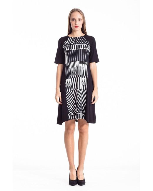 Conquista Black Animal Print A Line Dress