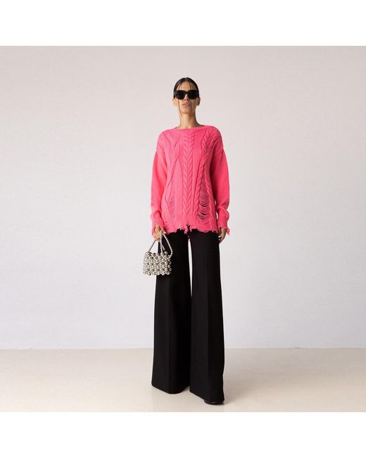 Nissa Pink Wool Open Knit