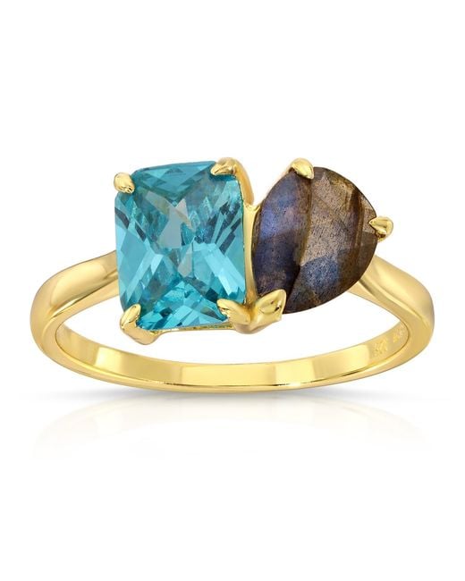 Native Gem Blue Perfect Pair Ring- Pariba + Labradorite