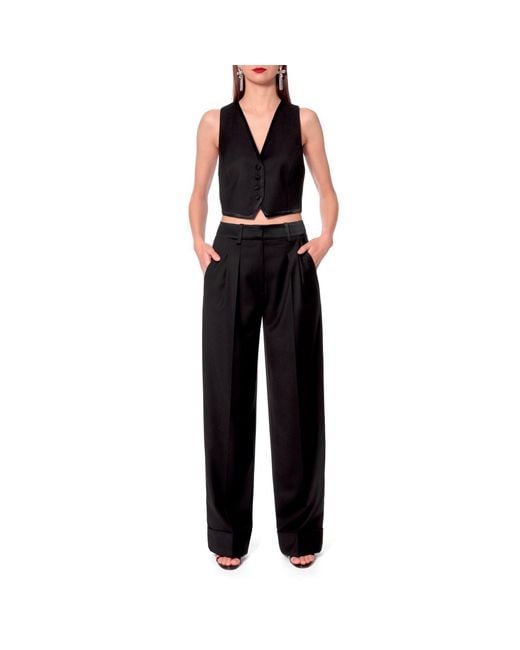AGGI by HALEWSKI Black Frankie Fashion Wide Trousers