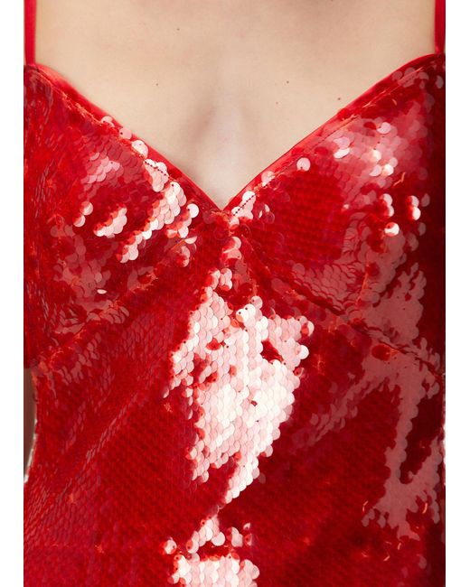 Pcfg Red Sequin Cross Strap Mini Dress