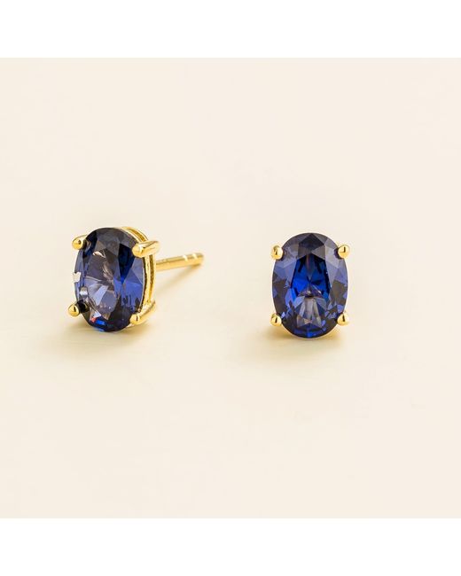 Juvetti Blue Ovo Earrings Set With Sapphire