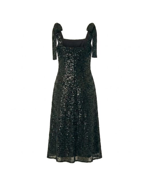 Modenaire Black Embellished Midi Dress Sculpted Neckline