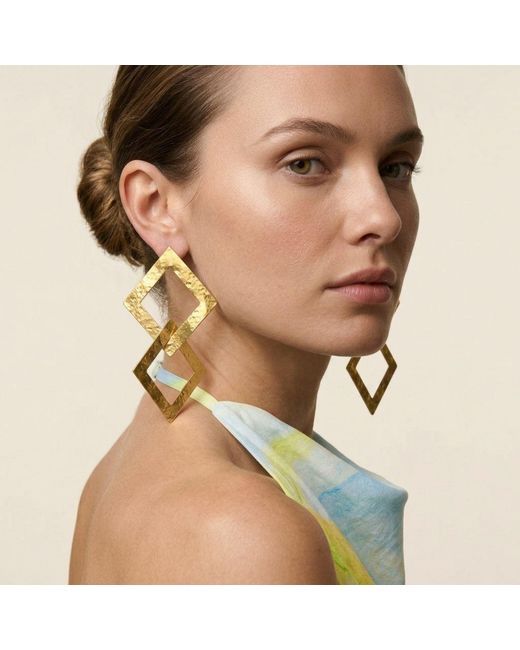 Jaredjamin Metallic Asha Hammered Link Statement Earrings