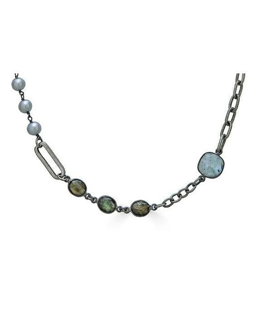 Loni Paul Jewelry Metallic Moonstone, Labradorite, Crystal & Pearl Short Necklace