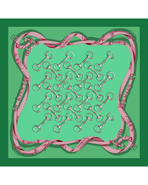 Lazyjack Press Green Off To The Races Kelly Italian Silk Scarf