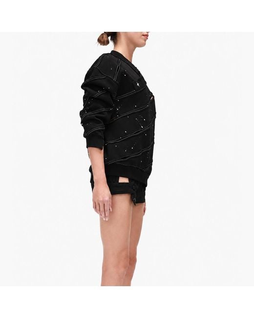 Gao Republic Black Sweatshirt Diagonal Cut-Out Jersey