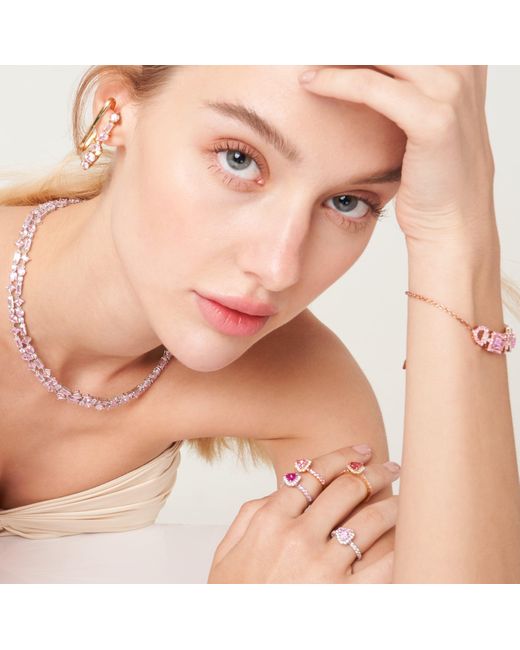 Juvetti White Diana Ring With Sapphire And Diamonds Set