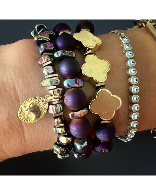 Ebru Jewelry Blue Fleur De Li Agate Bracelet