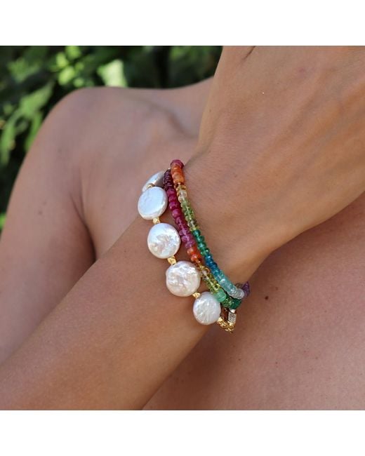 Mineralgems•Studio Metallic Bracelet With Flat Pearls