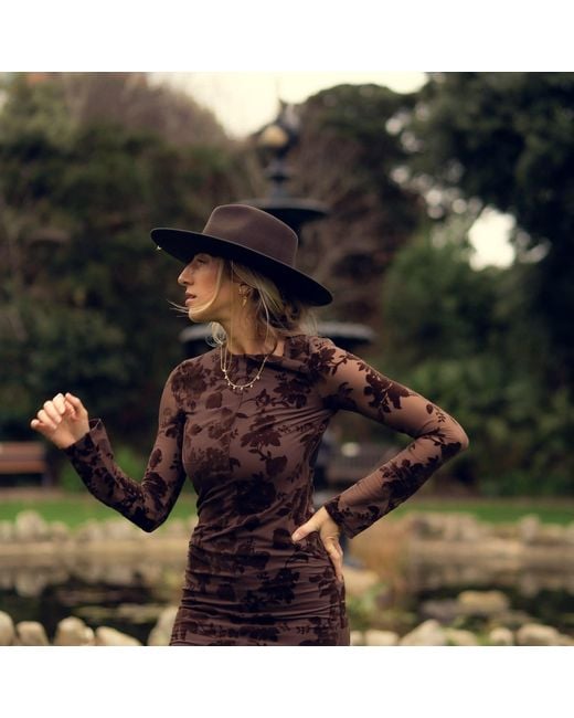 Shaded the Label Brown Neutrals Harlyn Chocolate Fedora Hat