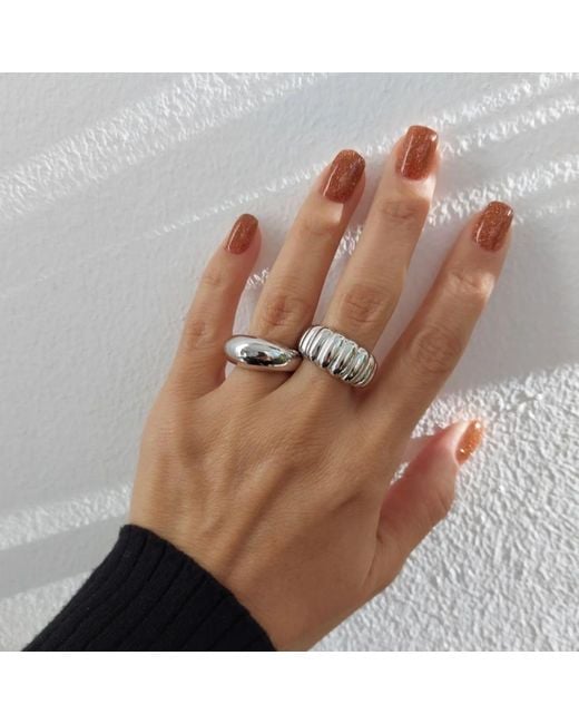 Spero London White Sterling Dome Crescent Ring