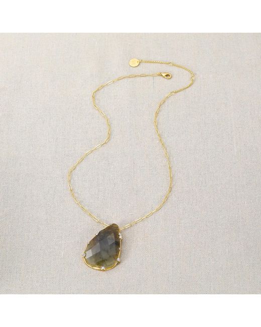 Rare Matters Jewelry Metallic Organic Labradorite Teardrop Necklace
