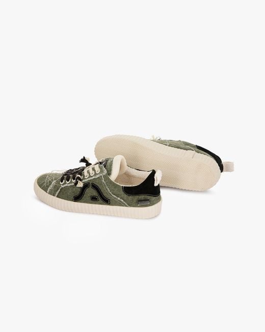 Springa | Unique Vulcanized Sneakers Italian Handmade Green Wavy Olona Sneakers for men