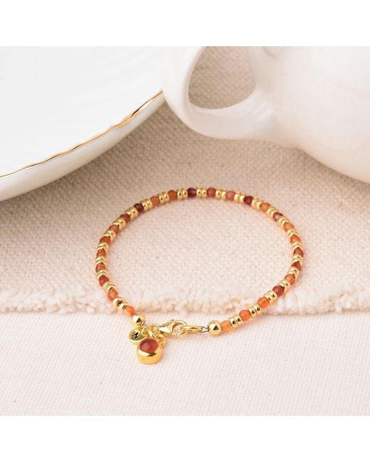 Nellou Jewellery Brown Linear July Birthstone Bracelet Carnelian Plated Sterling