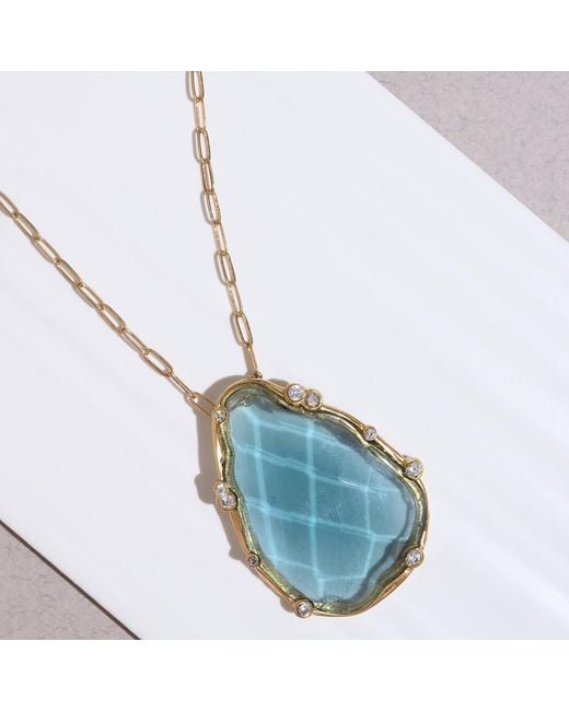 Rare Matters Jewelry Blue Gemstone Teardrop Necklace