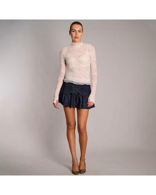 Love and Nostalgia Blue Niki Gathered Mini Skirt