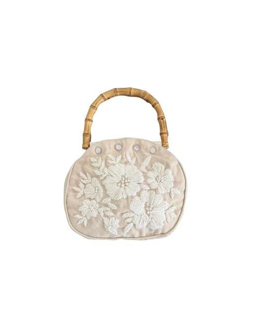 Pick Happy Metallic Bermuda Bag Canvas Floral Embroidery