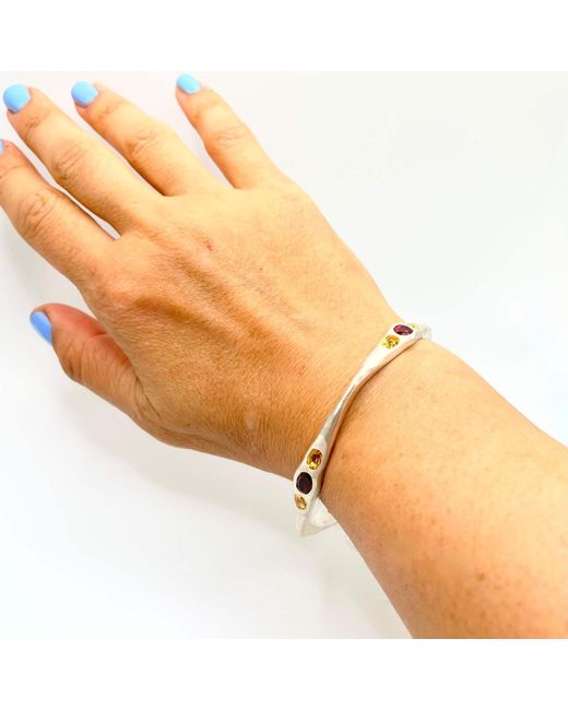 Amy Delson Jewelry Metallic Bella -Twelve Gemstone Garnet, Citrine Sterling Bangle