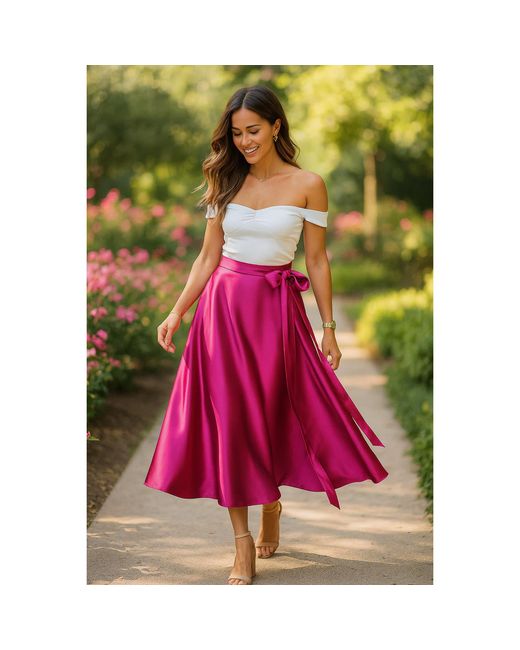 Richa Sharma Pink Metallic Hued Wrap Around Midi Skirt