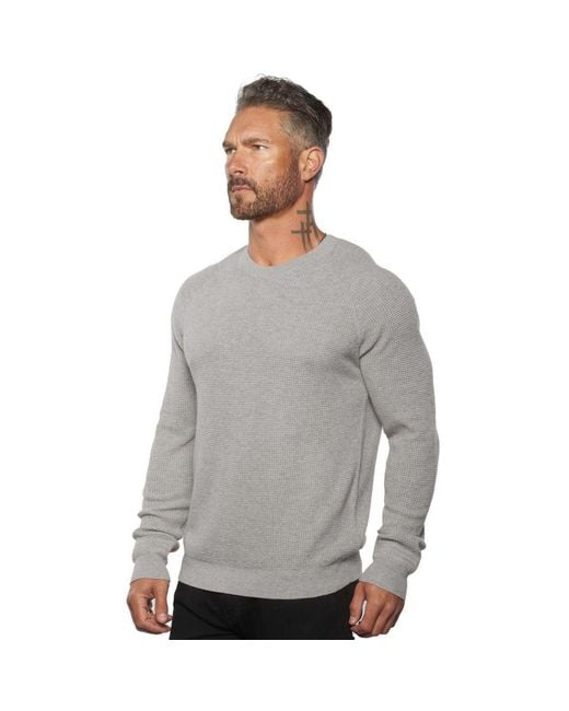 Weston Jon Boucher Gray Valen Waffle Knit Cashmere And Wool Fitted Lightweight Sweater for men