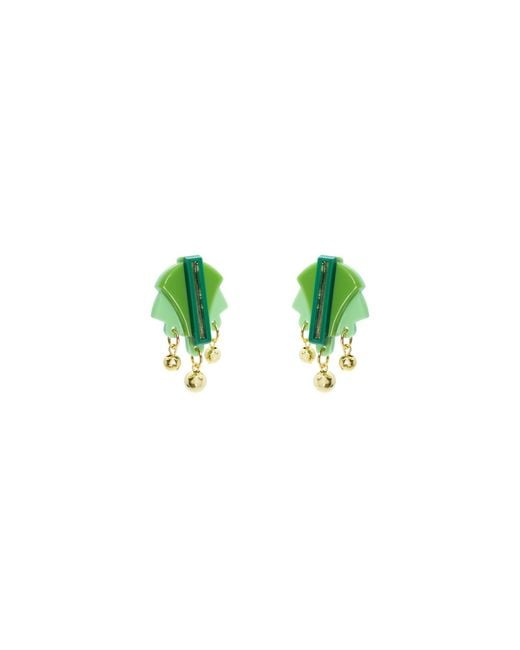 Gissa Bicalho Green Acrylic Handmade Earring Oca Pale