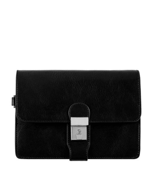 Time Resistance Black Leather Clutch Purse for men