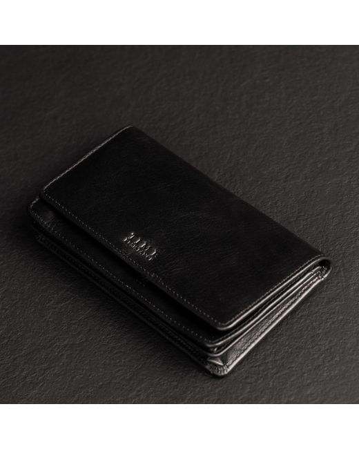 Time Resistance Black Leather Continental Wallet