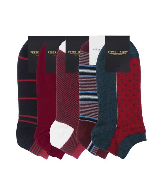 Peper Harow - Made in England Red Trainer Socks Bundle – Burgundy for men