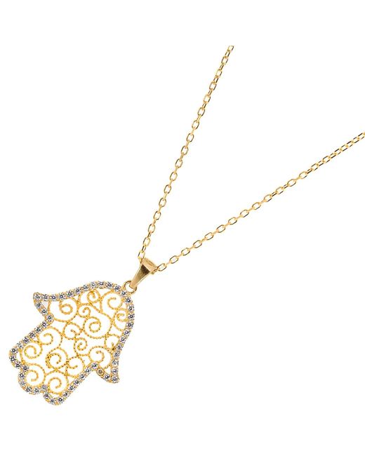 Ebru Jewelry Metallic Soul Journey Hamsa & Diamond Necklace