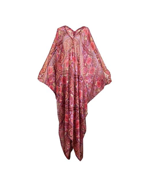 Jennafer Grace Red Lorraine Rose Paisley Caftan