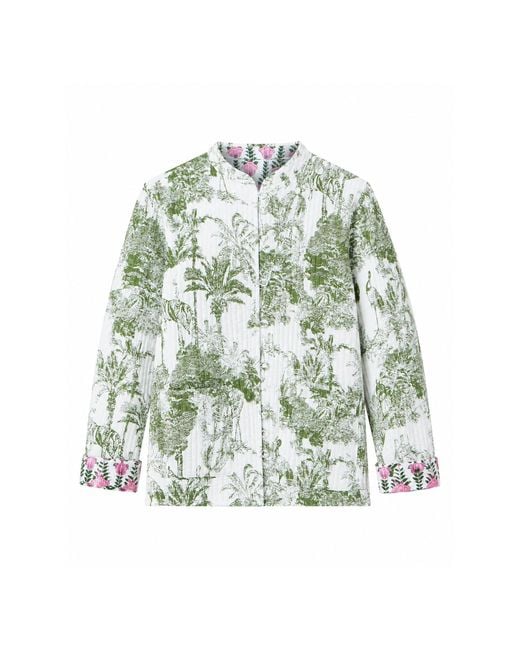 Yumi' Green Reversible Cotton Quilted Jacket