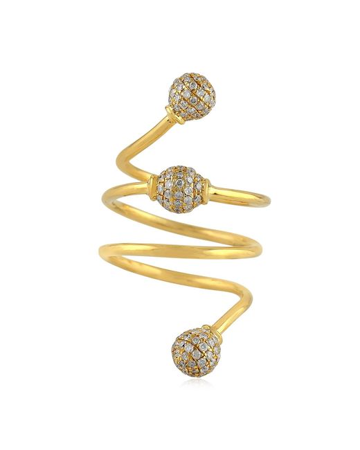 Artisan Metallic 18K Diamond Pave Spiral Wrap Ring