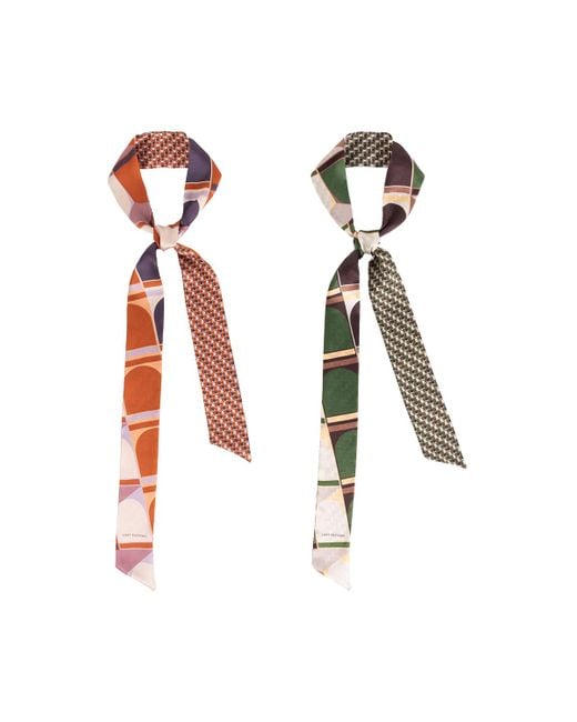 Lost Pattern Red Modular Silk Skinny Scarf