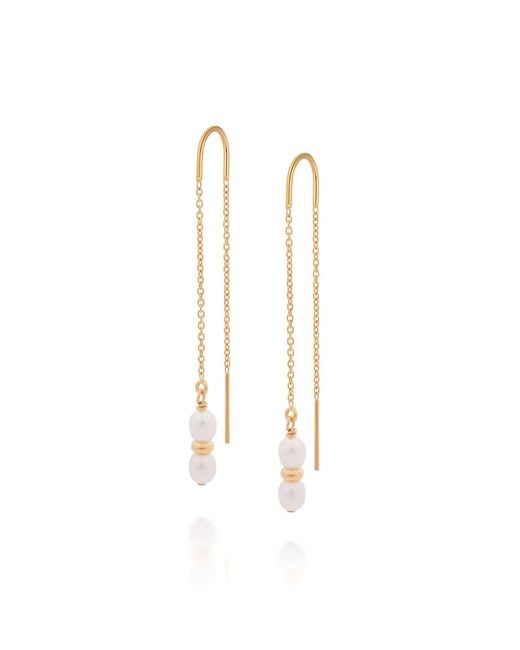 Nellou Jewellery Metallic Ellen Pearl Fall Earrings Plated Sterling