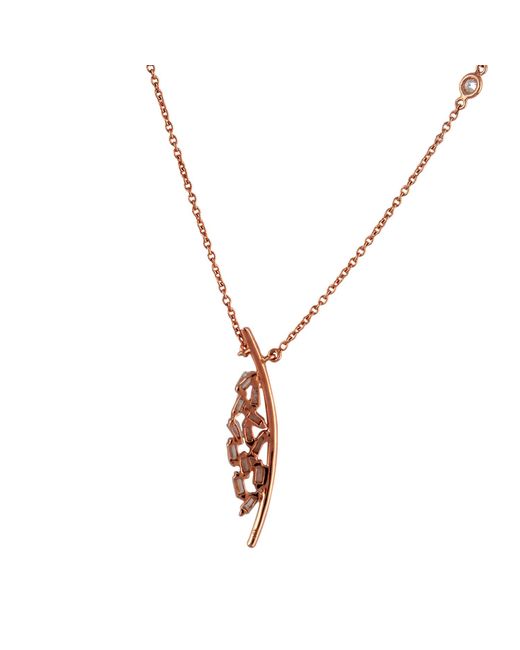 Artisan White Rose Diamond Baguette Curve Pendant Necklace
