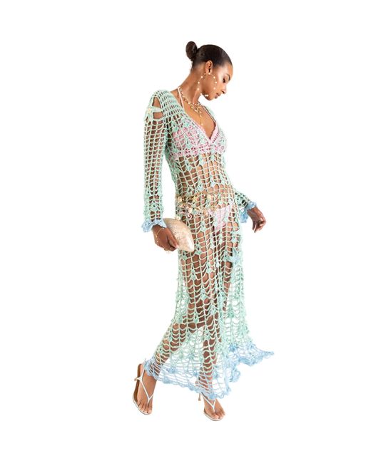 Andreeva Green Aqua Marine Handmade Maxi Cover-Up & Dress