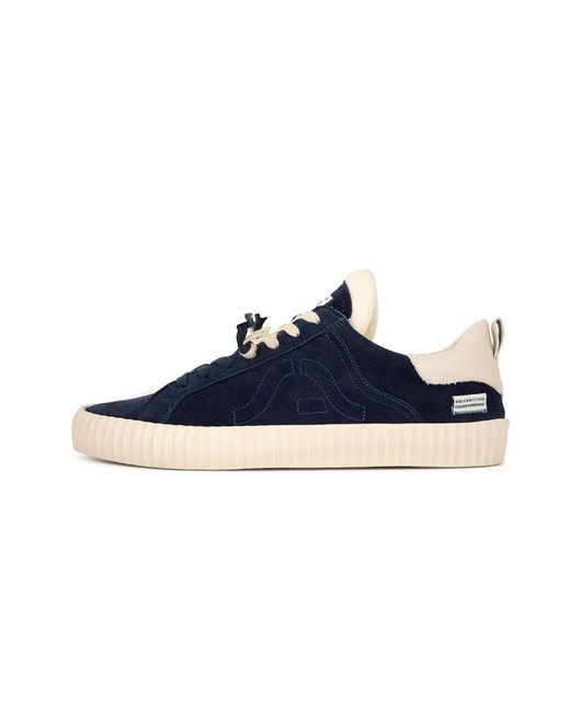 Springa | Unique Vulcanized Sneakers Italian Handmade Blue Wavy Suede Dark for men