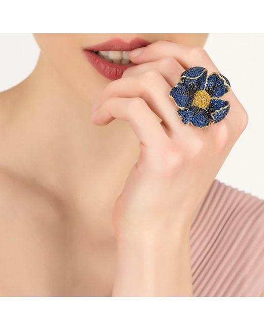 Latelita London Blue Poppy Flower Ring