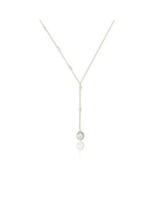Lily & Roo Metallic Seed Pearl Lariat Necklace