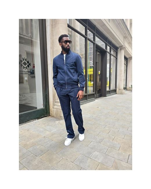 DAVID WEJ Blue Marcelo Relaxed Bomber Jacket Set for men