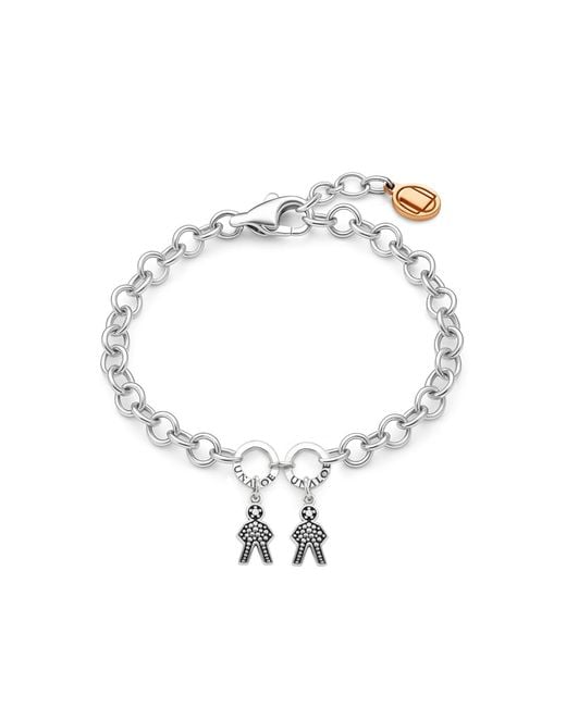 Unaloe Metallic Sterling Bracelet With Double Star Charms – Elegant Jewelry For