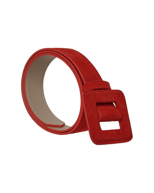 BeltBe Red Mini Square Suede Buckle Belt