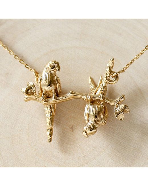 Lee Renee Metallic Parakeet Necklace – Two Friends On A Branch –