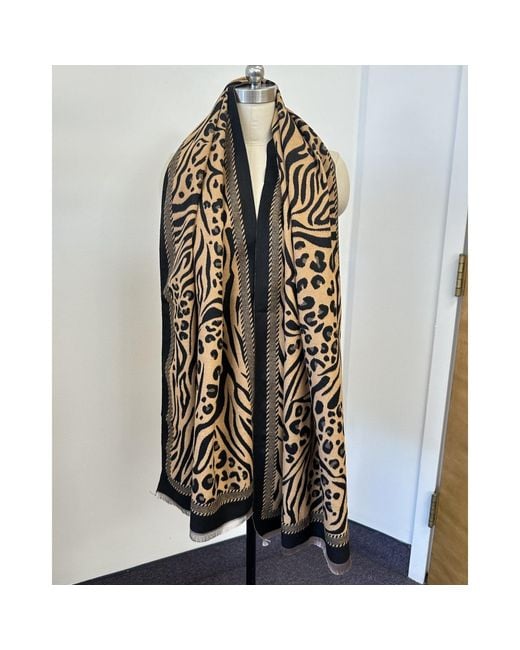Saachi Metallic Animal Print Reversible Scarf