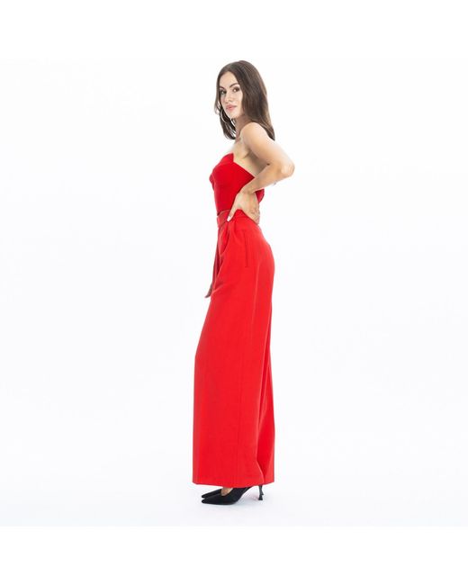 Angelika Jozefczyk Red High-Waisted Wide-Leg Trousers Sanremo