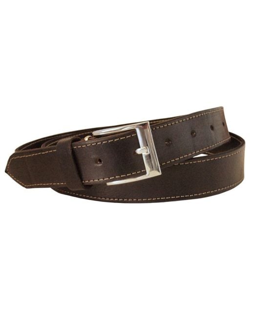 Berber Leather Brown Leather Belt With Stitching for men
