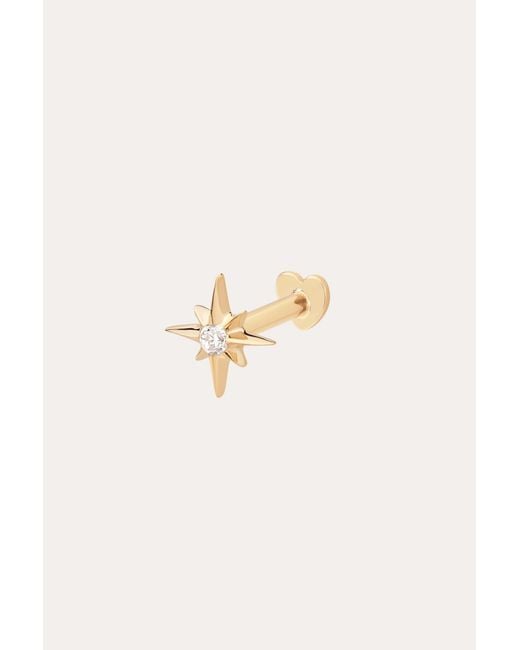 Vanhi Metallic 14K Solid Lab-Grown Diamond North Star Flat Back Stud