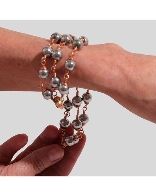 Rejected Hearts Club Metallic La Princesa Hematite Beaded Bracelet With Magnetic Clasp
